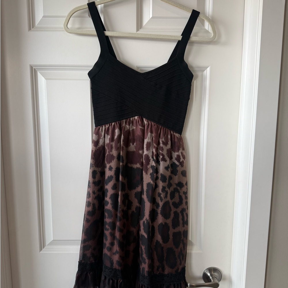 bebe Black Ribbed V-Neck Tank Dress